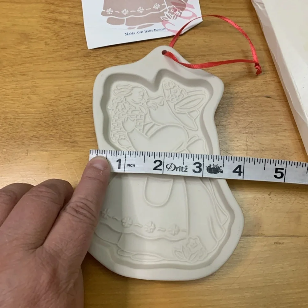 Longaberger Pottery 1994 Bunny Series Cookie Mold Mama & Baby Bunny VGUC Vintage